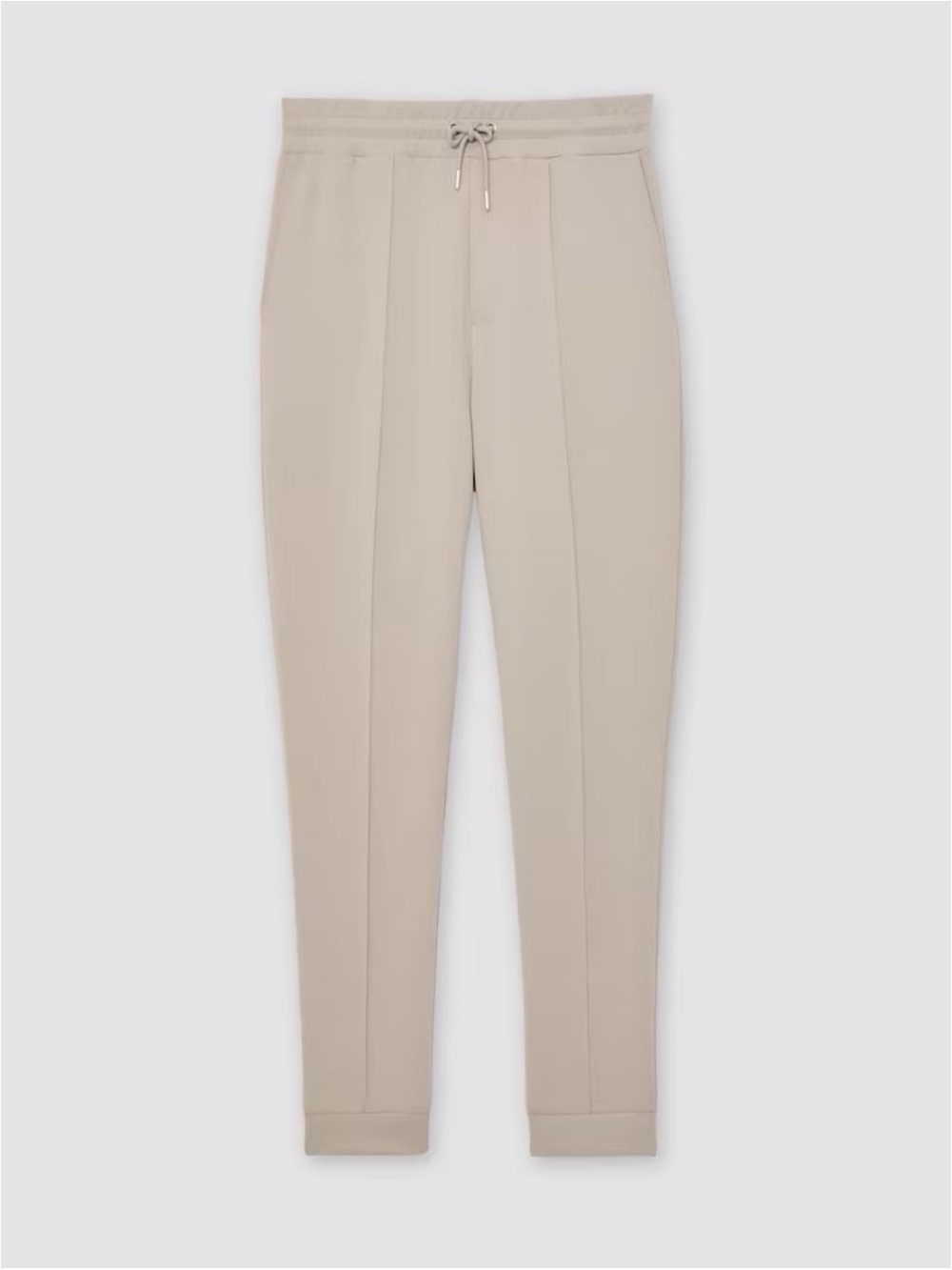 REISS Premier Premium Interlock-Jersey Joggers in Stone - Picture 2 of 8